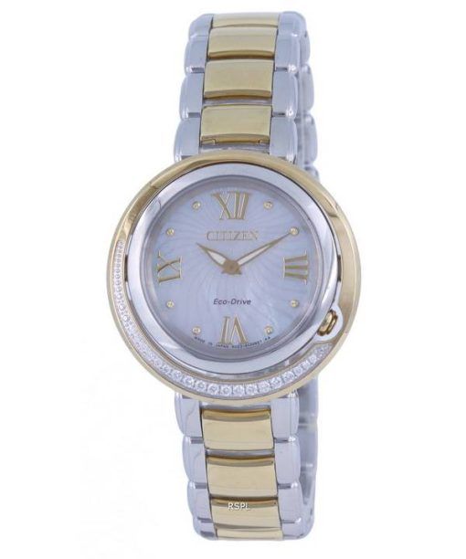 Montre pour femme Citizen Diamond Accents en acier inoxydable bicolore avec cadran argenté Eco-Drive EX1124-52D.G