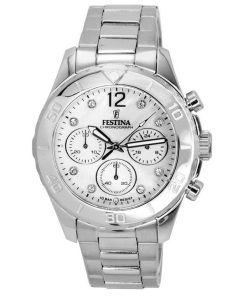 Montre pour femme Festina Boyfriend chronographe cadran argenté Quartz F20603-1 F206031 100M