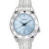 Citizen Carson Eco-Drive Carson Diamond Accents Acier Inoxydable Cadran Bleu Clair FE6161-54L 100M Montre Femme