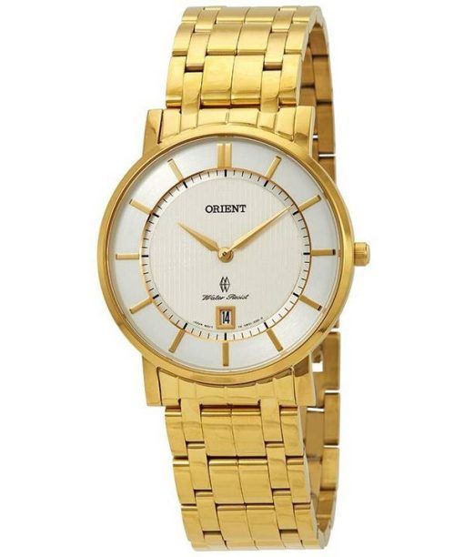 Orient Classic Gold Tone Acier Inoxydable Cadran Blanc Quartz FGW01001W0 Montre Unisexe