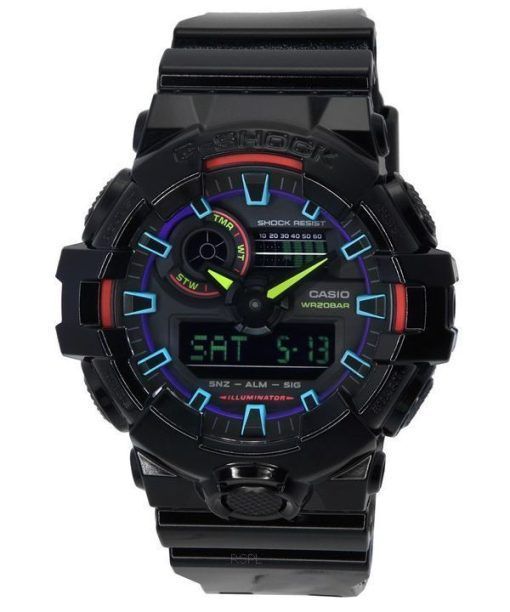 Casio G-Shock Virtual Rainbow Analog Digital Quartz GA-700RGB-1A GA700RGB-1 200M Montre Homme