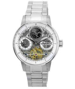 Ingersoll The Jazz Sun and Moon Phase Acier Inoxydable Squelette Argent Cadran Automatique I07703 Montre Homme