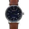 Iron Annie Bauhaus Bracelet en cuir marron Cadran bleu Automatique 50563 Montre pour homme