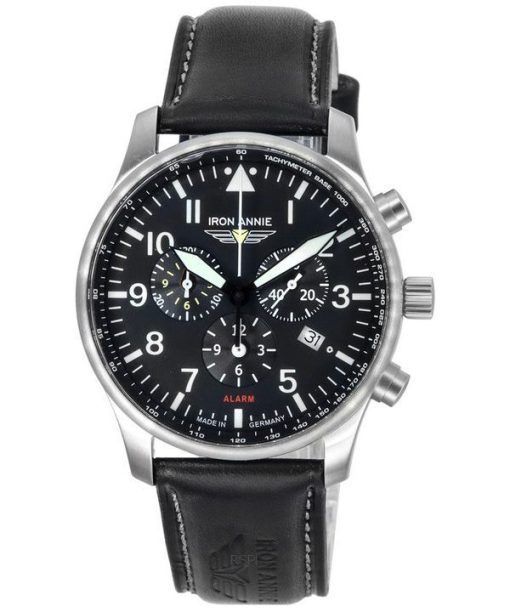 Montre Homme Iron Annie F13 Tempelhof Chronographe Bracelet Cuir Cadran Noir Quartz 56822 100M