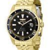 Invicta Pro Diver Professional Gold Tone Acier Inoxydable Cadran Noir Automatique Diver',s 39348 200M Montre Homme