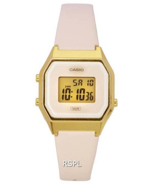 Montre pour femme Casio Vintage Digital Leather Band cadran beige Quartz LA680WEGL-4 LA680WEGL-4