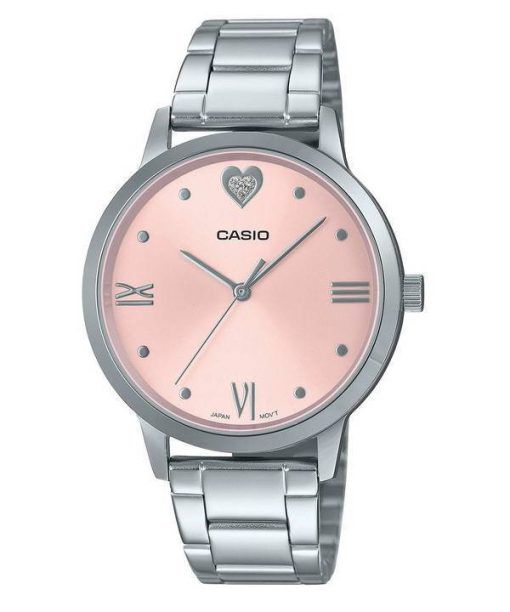 Montre pour femme Casio analogique cadran rose en acier inoxydable LTP-2022VD-4C LTP2022VD-4