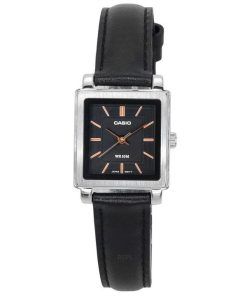 Montre pour femme Casio Standard bracelet en cuir analogique cadran noir Quartz LTP-E176L-1A