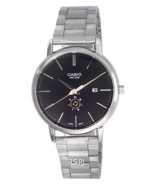 Montre Homme Casio Analogique Acier Inoxydable Cadran Noir Quartz MTP-B125D-1A MTPB125D-1