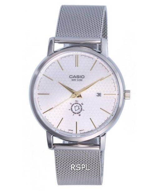 Casio Analogique Acier Inoxydable Maille Argent Cadran Quartz MTP-B125M-7A MTPB125M-7 Montre Homme