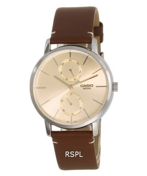 Montre pour homme Casio Analog Leather Gold Tone Dial Quartz MTP-B310L-9A MTPB310L-9