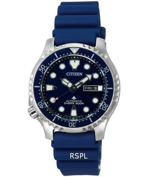 Citizen Promaster Bracelet en silicone Cadran bleu Montre automatique pour homme NY0141-10L 200M