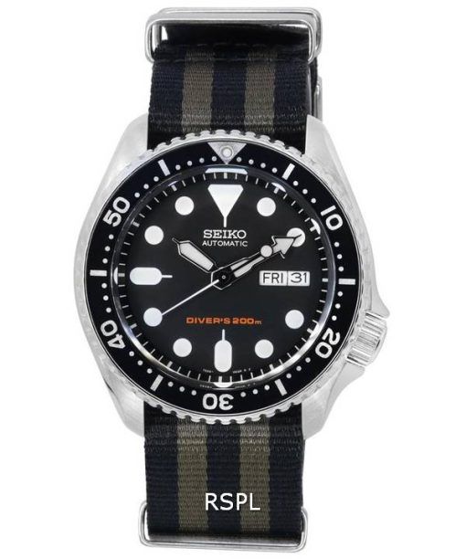 Montre pour homme Seiko Black Dial Automatic Diver SKX007K1-var-NATO21 200M