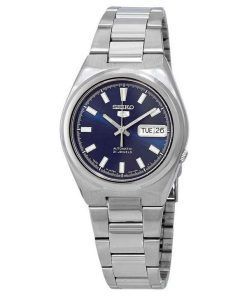 Montre pour homme Seiko 5 Date-Day en acier inoxydable avec cadran bleu 21 bijoux automatique SNKC51J1