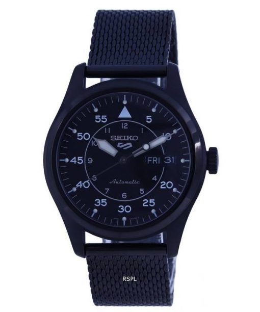 Seiko 5 Sports Flieger Acier Inoxydable Mesh Cadran Noir Automatique SRPH25K1 100M Montre Homme