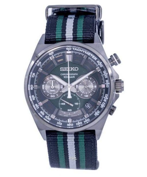 Montre Homme Seiko Chronographe Nylon Cadran Vert Quartz SSB411 SSB411P1 SSB411P 100M