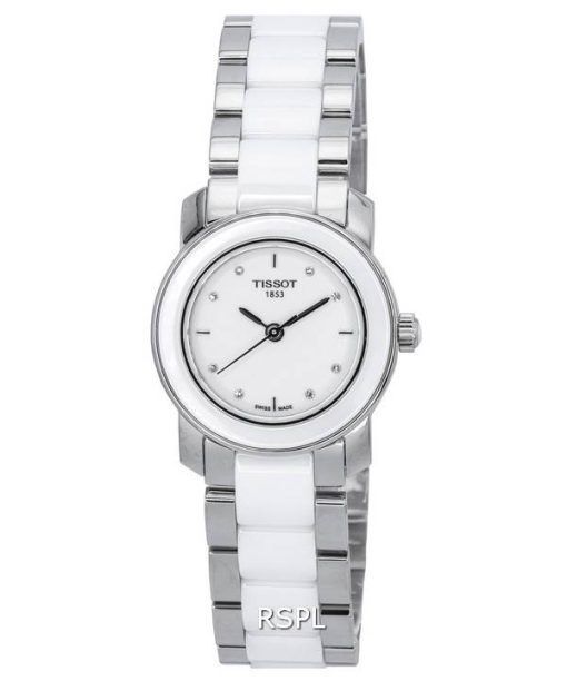 Tissot T-Trend Cera Crystal Accents Cadran Blanc Quartz T064.210.22.016.00 T0642102201600 Montre Femme