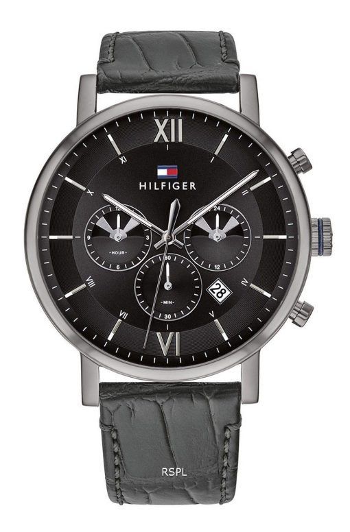 Montre homme Tommy Hilfiger Evan cadran gris bracelet en cuir quartz 1710395