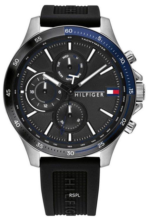 Montre homme Tommy Hilfiger Bank cadran noir bracelet en silicone 1791724