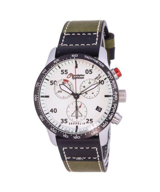 Montre Homme Zeppelin Eurofighter Chronographe Bracelet Cuir Cadran Beige Quartz 7298-5 72985 100M