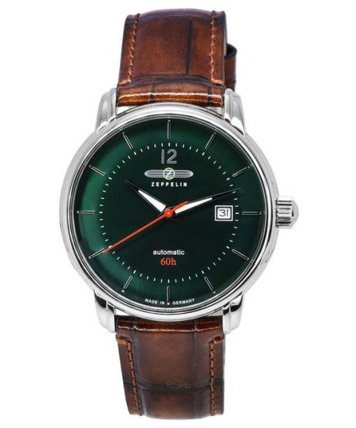 Montre Homme Zeppelin LZ 120 Bracelet Cuir Bodensee Cadran Vert Foncé Automatique 81604