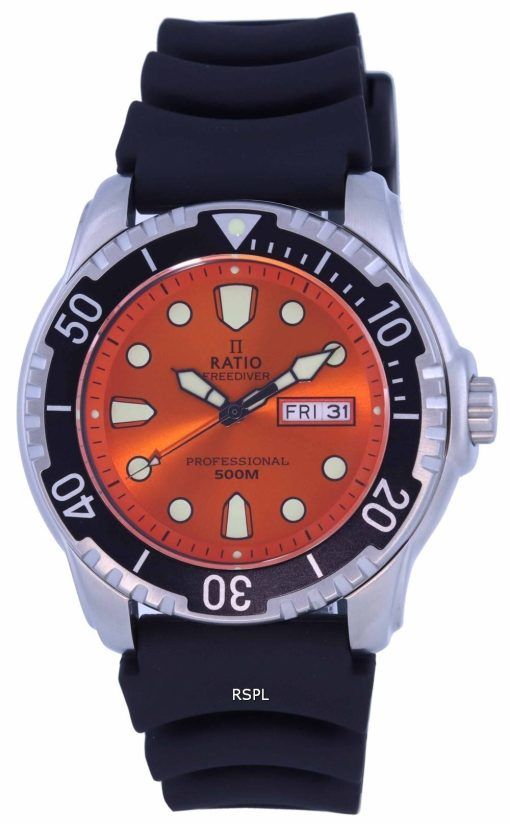 Ratio FreeDiver Cadran Orange Bracelet PU Quartz 48HA90-02-ORG 500M Montre Homme