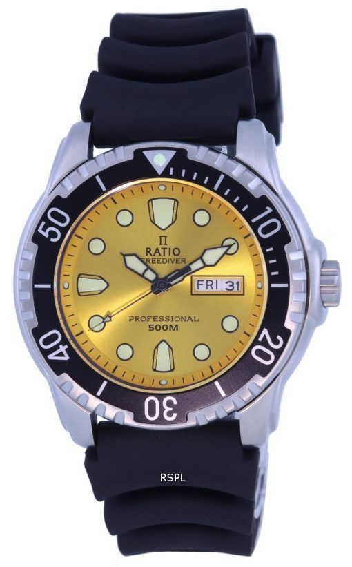 Ratio FreeDiver Cadran Jaune Bracelet PU Quartz 48HA90-02-YLW 500M Montre Homme