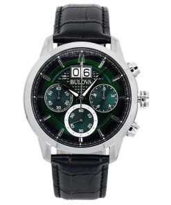 Bulova Sutton Classic Chronographe Bracelet en cuir Cadran vert Quartz 96B310 Montre pour homme