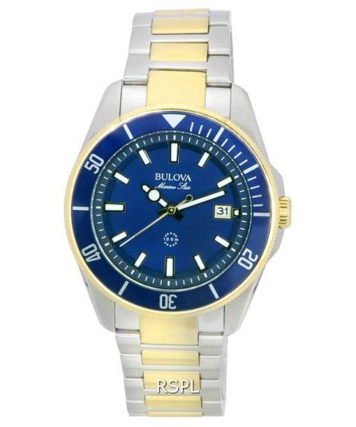 HORS Montre Homme Bulova Marine Star Bracelet Deux Tons Cadran Bleu Quartz 98B334 100M