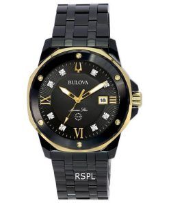 HORS Montre Homme Bulova Marine Star Diamond Accents Cadran Noir Quartz 98D176 100M