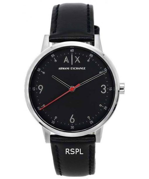 Montre pour homme Armani Exchange Cayde bracelet en cuir cadran noir Quartz AX2739