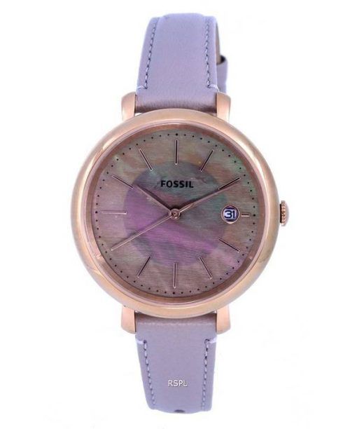 Fossil Jacqueline Cuir Gris Nacre Cadran Solar ES5091 Montre Femme