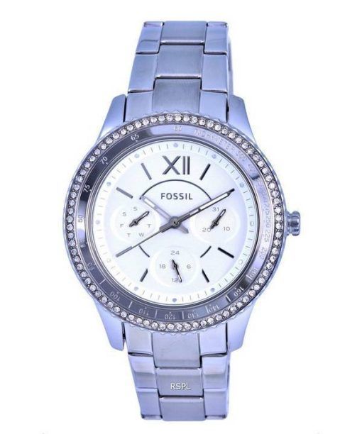 Fossil Stella Sport Tachymeter Crystal Accents Silver Dial Quartz ES5108 Montre pour femme