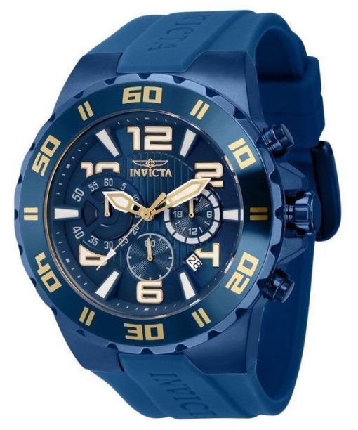 Montre pour homme Invicta Pro Diver GMT chronographe bracelet en silicone cadran bleu quartz 37754 100M