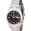 Montre Seiko 5 en acier inoxydable avec cadran noir et 21 bijoux automatique SNKF17J1 pour homme