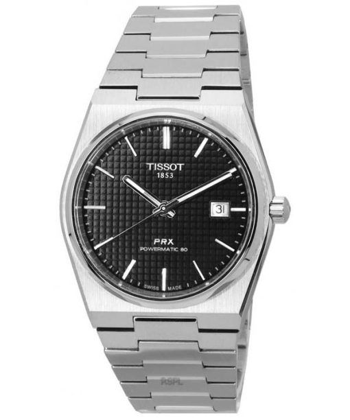 Tissot PRX T-Classic Powermatic 80 Acier Inoxydable Cadran Noir T137.407.11.051.00 T1374071105100 100M Montre Homme