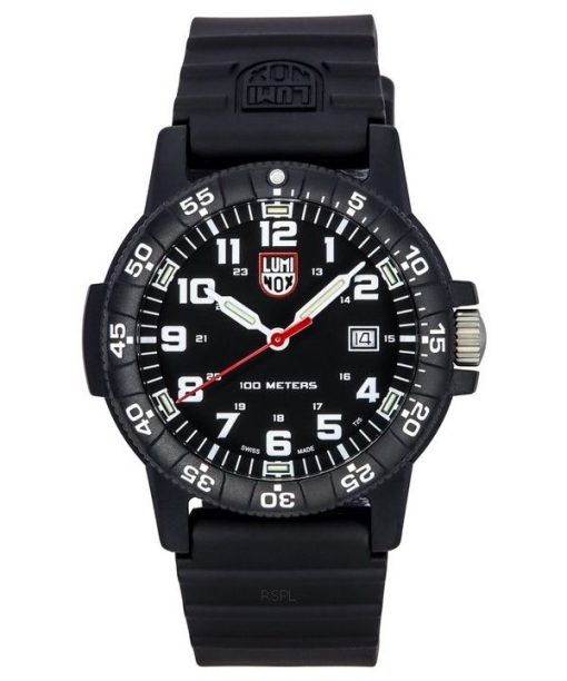 Montre pour homme Luminox Leatherback SEA Turtle Bracelet en polyuréthane géant Cadran noir Quartz XS.0321.L 100M