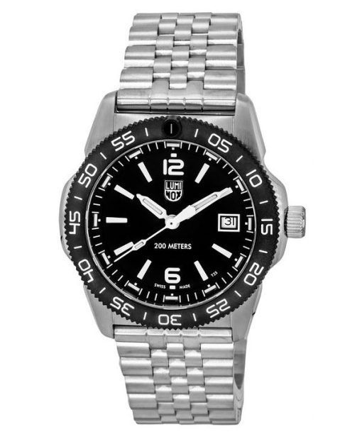 Montre pour homme Luminox Pacific Diver Ripple en acier inoxydable avec cadran noir et quartz suisse XS.3122M 200M