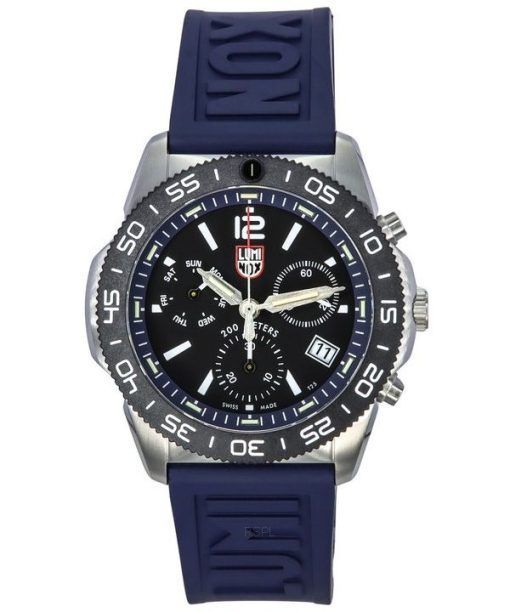 Montre pour homme Luminox Pacific Diver chronographe bracelet en caoutchouc bleu marine cadran noir Quartz Diver's XS.3143 2