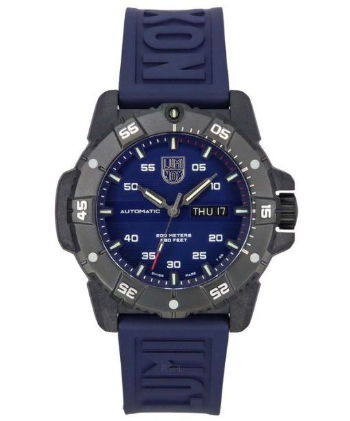 Montre pour homme Luminox Master Carbon SEAL avec bracelet en caoutchouc et cadran bleu automatique XS.3863 200M