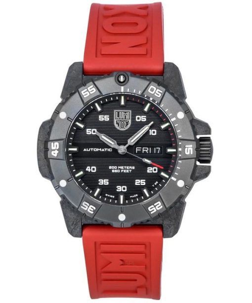 Montre pour homme Luminox Master Carbon Seal avec bracelet en caoutchouc et cadran noir automatique XS.3875 200M