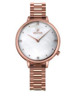 Montre pour femme Westar Zing Crystal Accents, ton or rose, acier inoxydable, cadran en nacre blanche, Quartz 00135PPN611