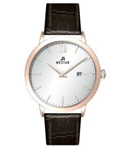 Montre pour homme Westar Profile avec bracelet en cuir et cadran argenté à quartz 50214PPN627