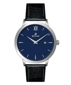 Montre pour homme Westar Profile avec bracelet en cuir et cadran bleu à quartz 50214STN104