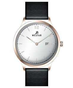 Montre pour homme Westar Profile avec bracelet en cuir et cadran argenté à quartz 50217PPN607