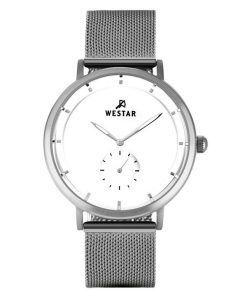 Montre pour homme Westar Profile en maille d'acier inoxydable avec cadran blanc et quartz 50247STN101