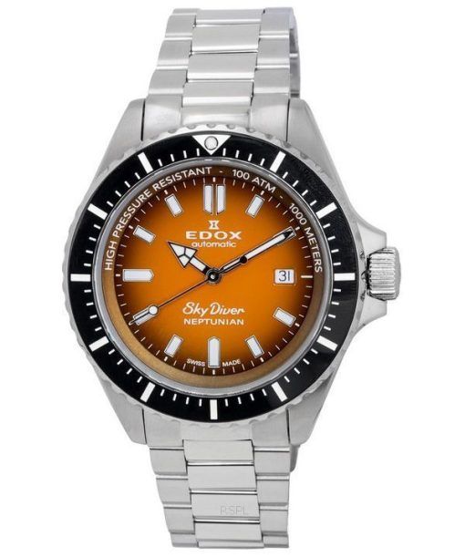 Montre Edox Skydiver Neptunian Orange Dial Automatic Diver&#39,s 801203NMODN 1000M pour homme