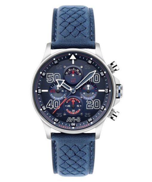 Montre pour homme AVI-8 Hawker Typhoon Rb396 Sheila Chronographe Édition limitée Volkel Cadran bleu Quartz AV-4093-07