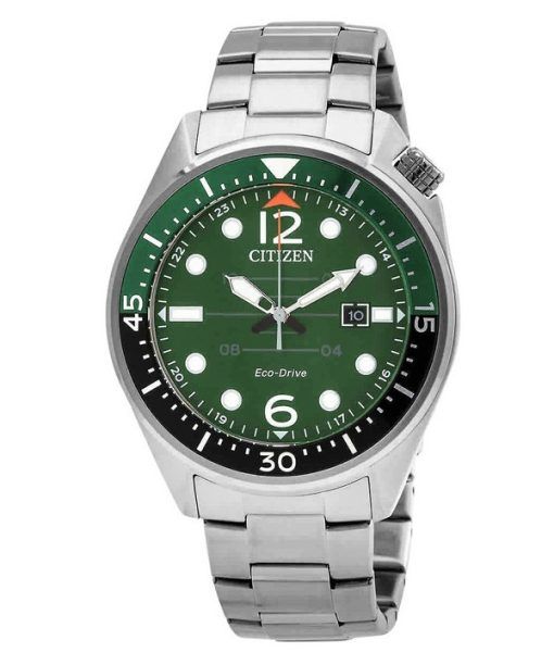 Montre pour homme Citizen Eco-Drive en acier inoxydable avec cadran vert AW1715-86X 100M