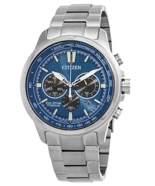 Montre pour homme Citizen Super Titanium chronographe cadran bleu Eco-Drive CA4570-88L 100M